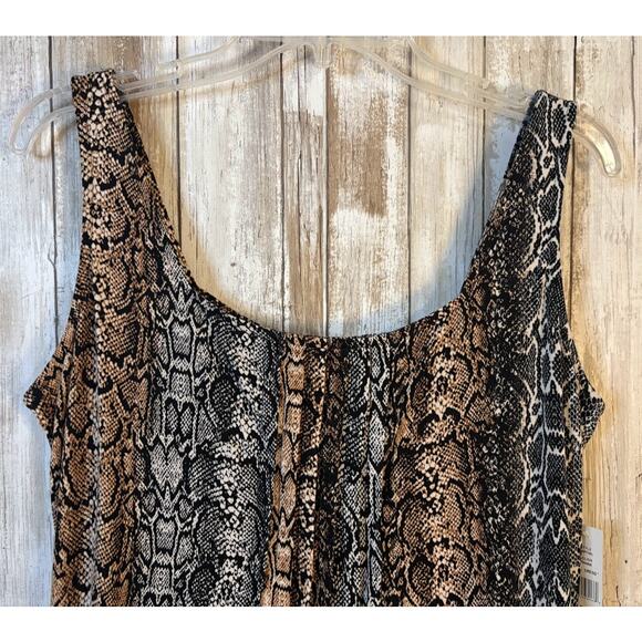 Glamour Brown Black Reptile Print Sleeveless Maxi Dress Size 14 - Picture 5 of 9